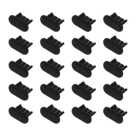 LULULION Back to School Charging Port Dust Plug 50Pcs Mobile Phone Silicone Plugs Black 0.3in