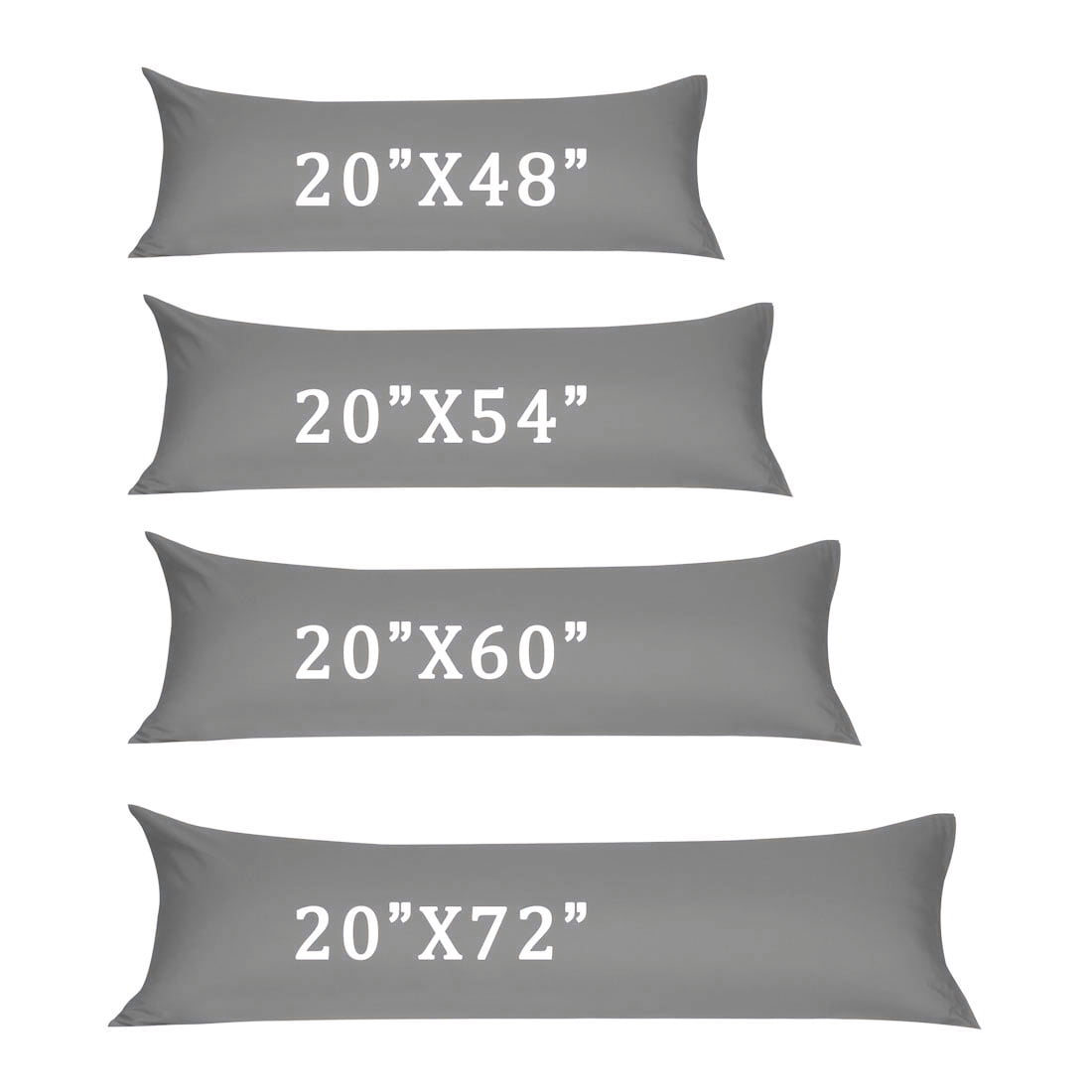 Unique Bargains Pillowcases Zippered Microfiber Body Pillow Cover Grey 20" x 54"
