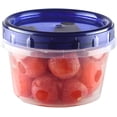 thumbnail image 4 of Twist Top Food Deli Containers Screw And Seal Lid 16 Oz Stackable Reusable Plastic Storage Container 12 Pack. Cear plastic with blue lid 16 Oz - 2 Cups, 4 of 7