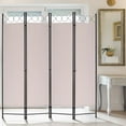 thumbnail image 1 of Room Dividers Folding Privacy Screen with 4 Panels Steel Frame Living Room Divider For Living Room,Office Use, Tan, 1 of 6