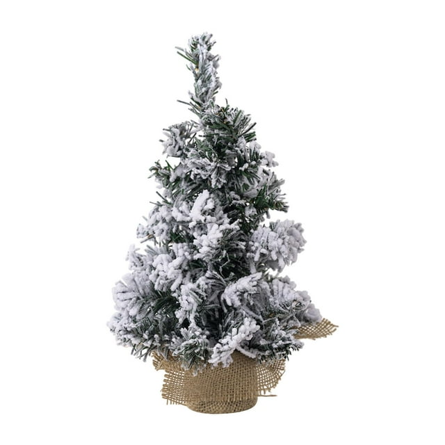 simhoa Flocked Christmas Tree Artificial Christmas Tree for Living Room Shelf Party 30 cm
