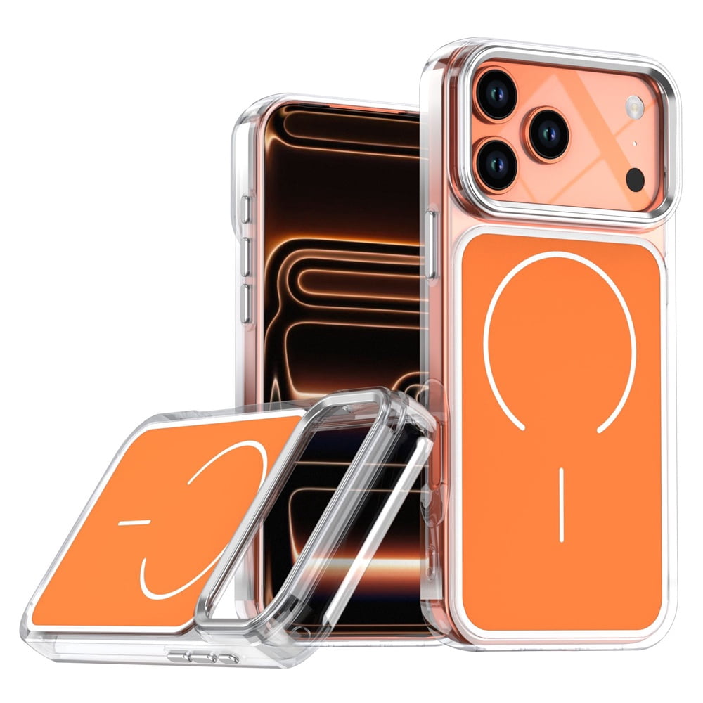 Transparent Magnetic Cases with IC Chip for iPhone 17 Pro Max - Orange