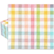 XD4-80 Pcs Easter Buffalo Plaid Paper Napkins Retro Colorful Checkered Disposable Napkins Pastel Gingham Luncheon Dinner Napkins for Spring Wedding Birthday Party Table Supplies*04