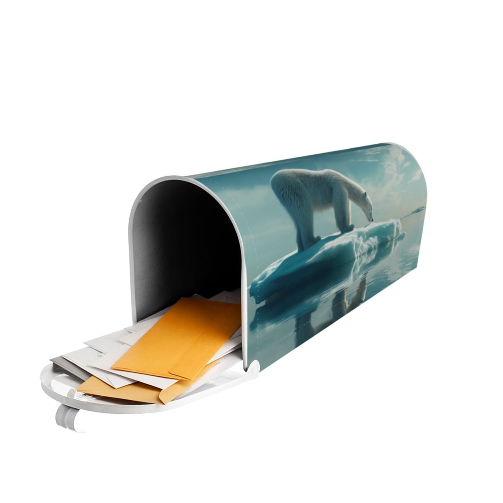 Picia Polar Bear On Iceberg Magnetic Mailbox Cover Standard Size-25.5x21 in