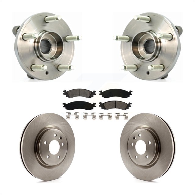 Transit Auto Front Hub Bearing Assembly Disc Brake Rotors and Semi-Metallic Pads Kit for Car 2010-2012 Ford Taurus SHO KBB-105718