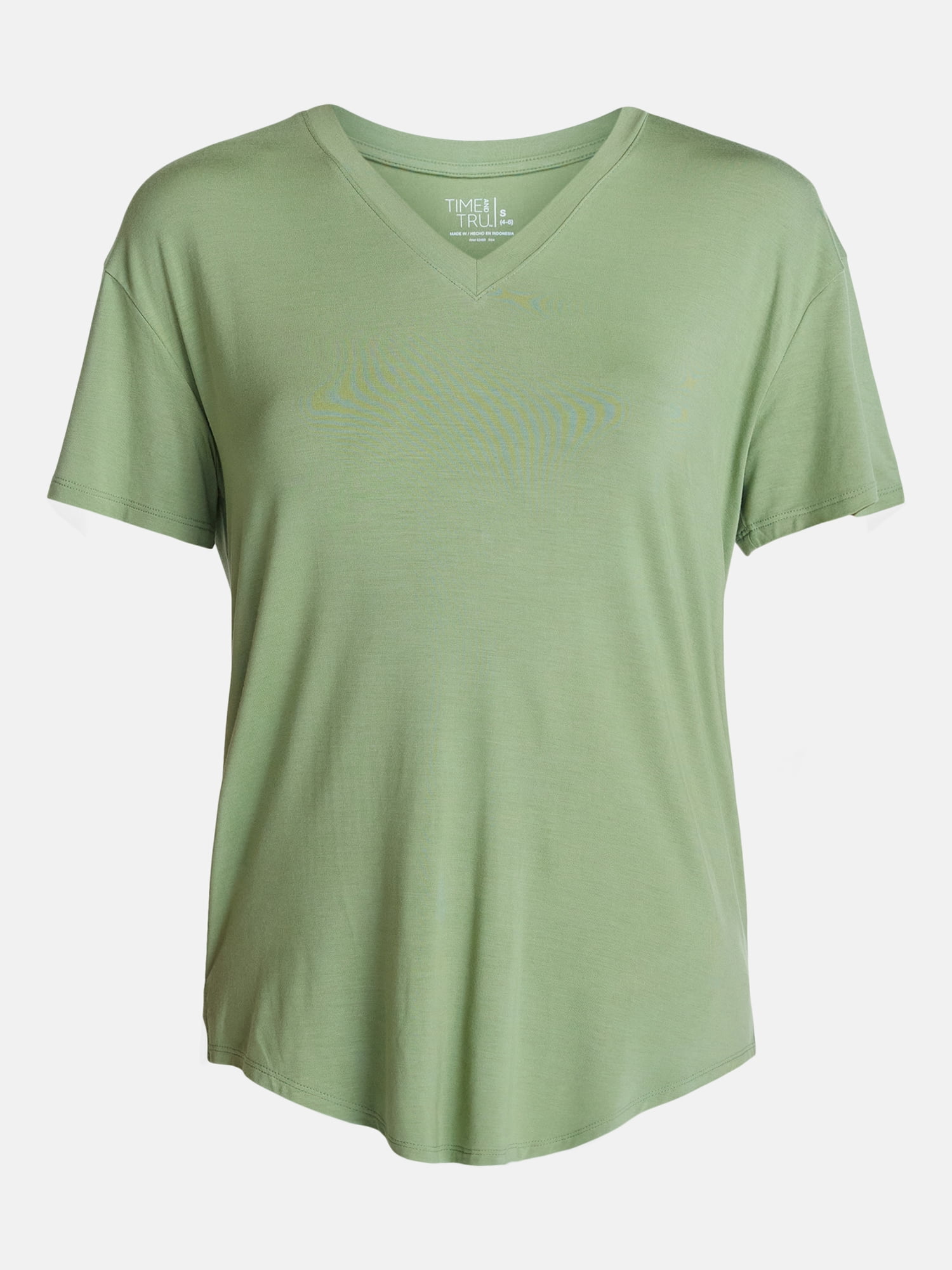 Time and Tru Women's V Neck Tunic Tee with Short Sleeves, Sizes XS-XXXL