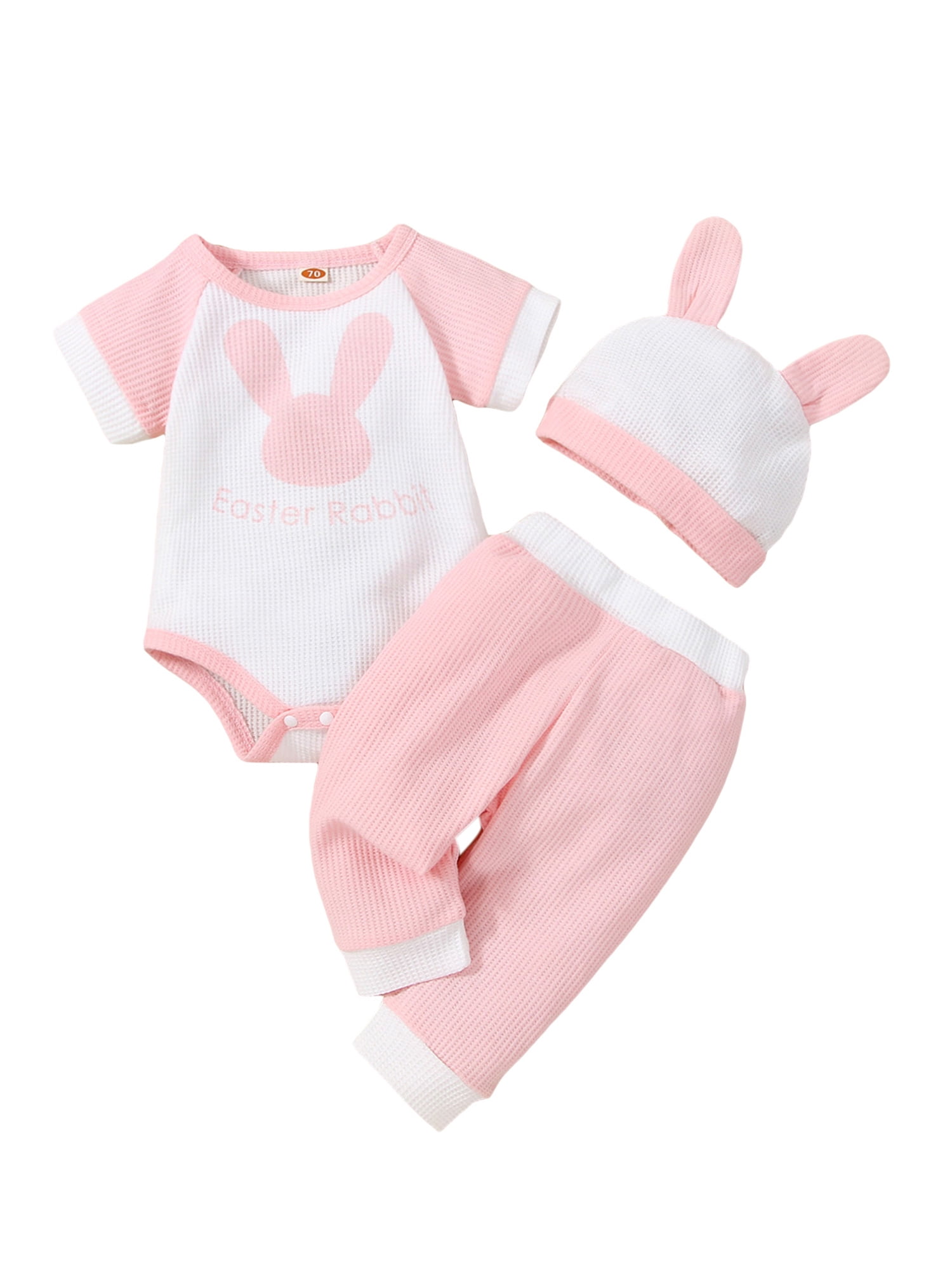 baskuwish 3Pcs/Set My 1st Easter 2019 Outfit Baby Boys Girls Easter Bunny Creeper Romper Pants Hat Easter Outfit