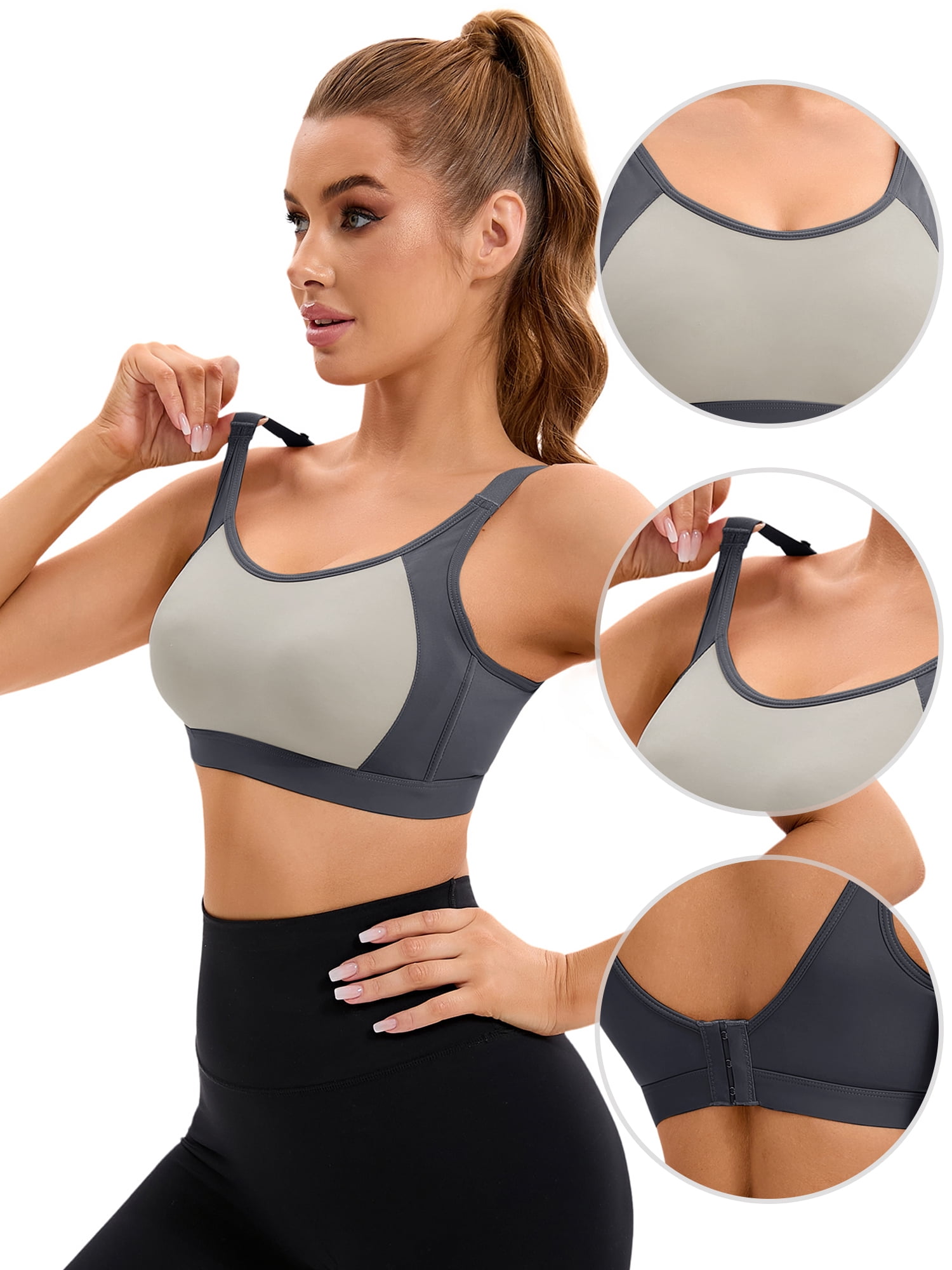 Unique Bargains Women's Adjustable Straps Bras Fixed Cup U Back Sports Bras XS Grey