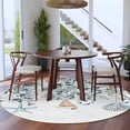 thumbnail image 4 of Round Area Rug 5ft,Abstract Starfish Shell on Eucalyptus Leaves Washable Carpet Non-Slip Runner Accent Rugs Indoor Floor Mat for Bedroom Living Room Decor,Marine Life, 4 of 9