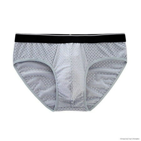 

Mens Ultra-Thin Sexy Thongs Underwear Low-Waist Ice Silk Transparent Mesh Briefs