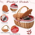 thumbnail image 3 of Wicker Insulated Picnic Basket with Lid Wicker Picnic Basket with Folding Handles and Insulated Cooler Bag for Camping Outdoor Easter Valentine Birthday Gift(Red Plaid), 3 of 12