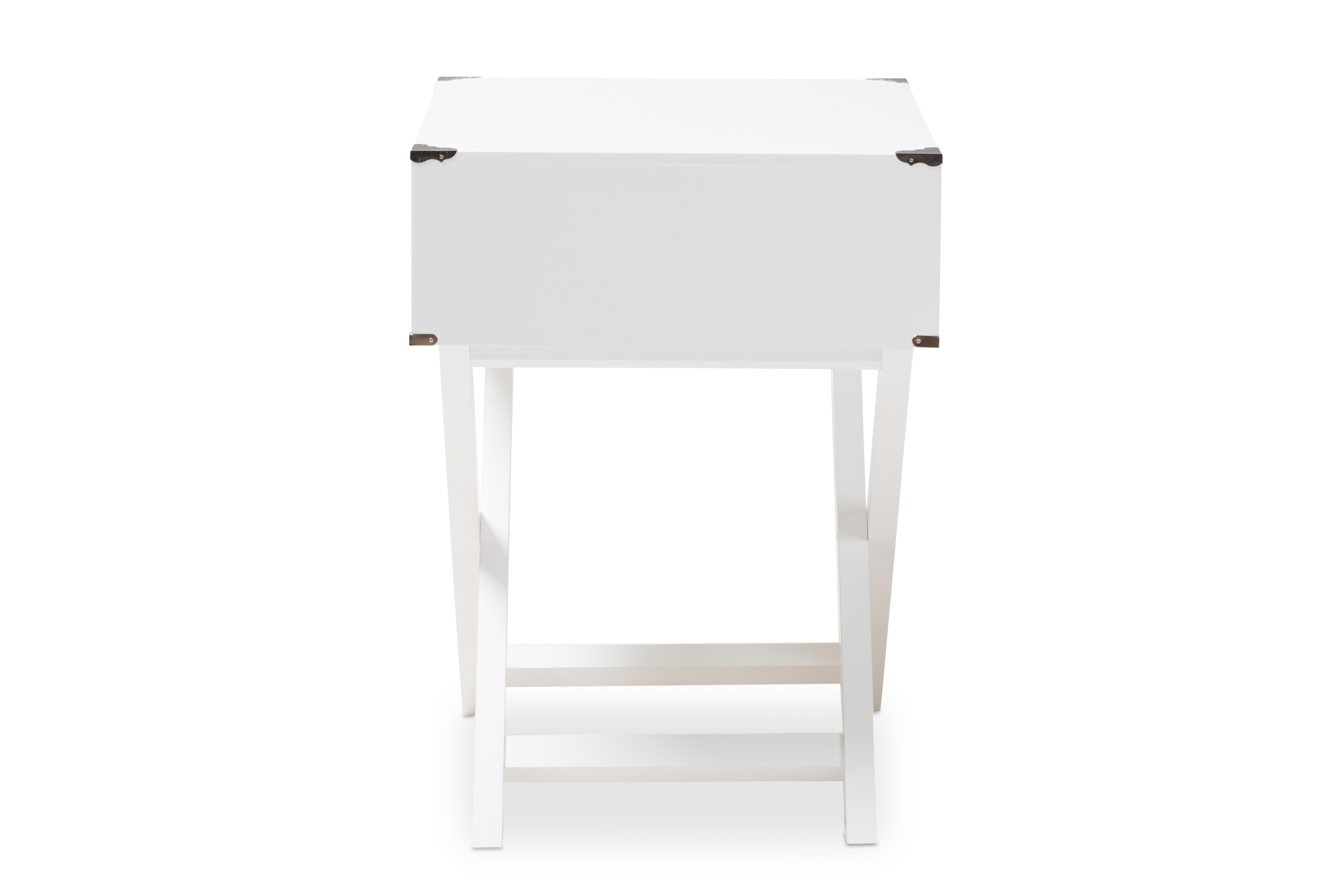 Baxton Studio Curtice Modern And Contemporary White 1-Drawer Wooden End Table