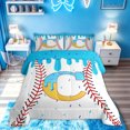 thumbnail image 2 of meiyoeat Baseball Letter C Full Size Comforter Sets for Boys, Kawaii Ice Cream Drip Bedding Comforter Set, Blue Yellow, Polkadot Reversible, 3pcs, 1 Comforter and 2 Pillowcases, 2 of 6