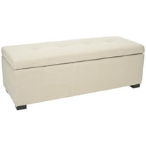 SAFAVIEH Maiden Large Rustic Flip Top Tufted Storage Bench, Taupe