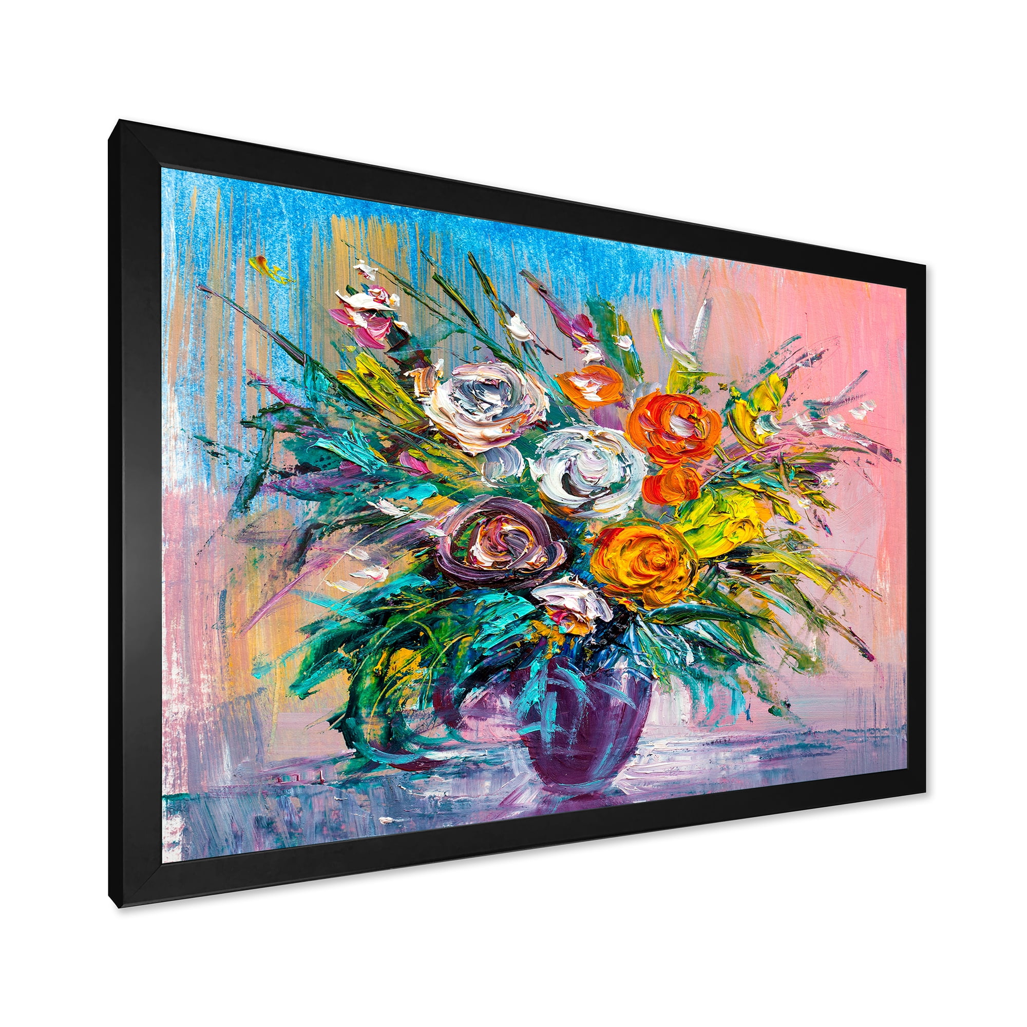 Designart 'Bouquet Of Vibrant Colored Flowers' Traditional Framed Art Print