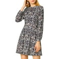 thumbnail image 2 of INSPIRE CHIC Robe Léopard Évasée à Coupe Plissée pour Femme Bleu Marine TG (US 18), 2 of 6