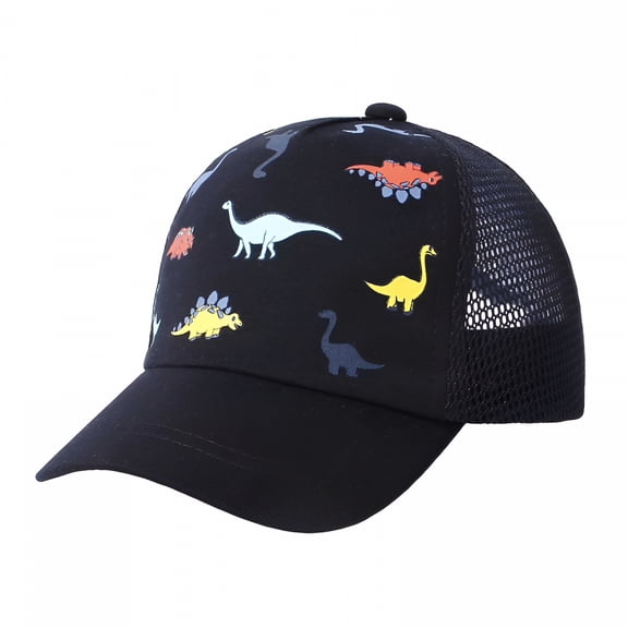 TELOLY Baby Toddler Baseball Caps Adjustable Sun Hats Dinosaur Solid Color Hat Kids Boys Girls Baseball Hats Baby Hat(Black,1-3 Years)