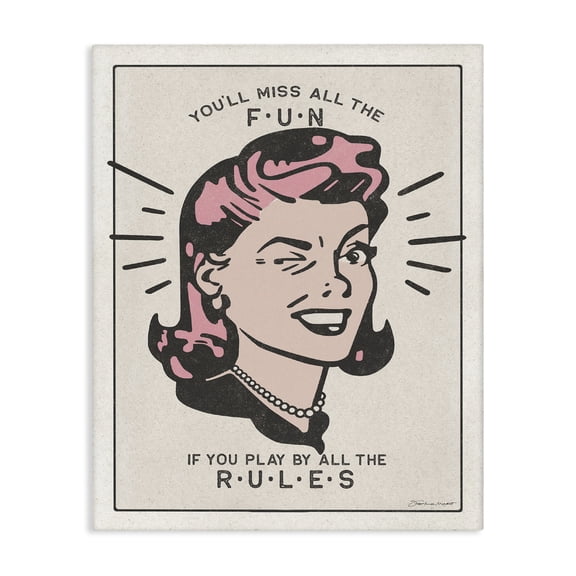 Stupell Industries Eclectic You Will Miss All The Fun Vintage Style Design Canvas Art, 16 x 20, by Stephanie Workman Marrott