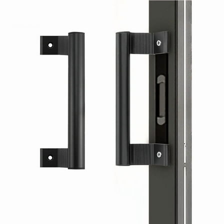 Aluminum Sliding Door Handle - 8" Glass Door Pull Fits 6-5/8" Mounting Holes - Perfect for Patio Doors (Black)