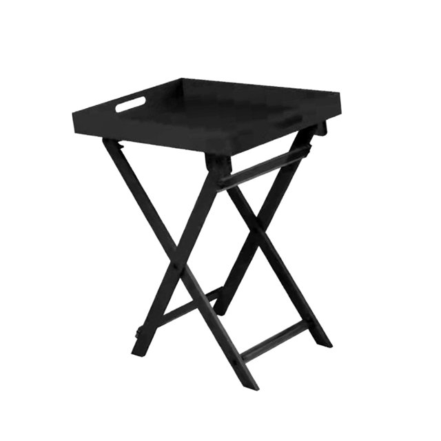 Lipstore Table Pliante en Acrylique Plateau de Souper Meuble Table à Manger Robuste Table de Camping Noir