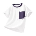 thumbnail image 4 of Teylalorva Girls Cotton T-Shirt with Pocket Crew Neck Short Sleeve Kids Summer Trendy Casual Tee White Size 3T, 4 of 9