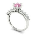 thumbnail image 2 of 1.05ct Round Cut Pink Crystal 18k White Gold Engraving Statement Bridal Wedding Designer Ring Size 5.5, 2 of 5