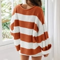 thumbnail image 6 of Womens Long Sleeve Oversized Striped Crew Neck Loose Fit Knitted Sweaters, S, 6 of 7