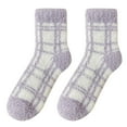 thumbnail image 3 of KLOY2K Socks for Women Non Slip Soft Plaid Plush House Socks with Non-Slip Grip - Warm Winter Sleeping Socks for Indoor Comfort,Purple,One Size, 3 of 5