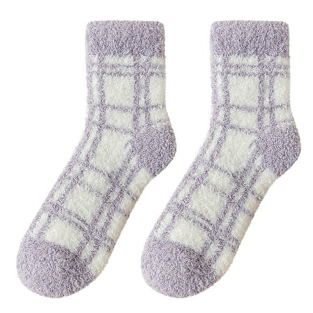 

Women Plaid Plush Winter Sleeping Socks House Socks Bed Socks Hut Socks