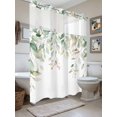 thumbnail image 3 of Pastoral Watercolor No Hook Shower Curtain and Liner Set Light Green Eucalyptus Leaf Red Fruit Shower Curtains with Snap-in Liner & See Through Top Window Hotel Style for Bathroom Decor 60x72 Inch, 3 of 8