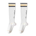 thumbnail image 2 of Neinkie 1 Pair Compression Stockings Striped Stretchy Long Tube Anti-Fatigue Sporty Socks for Running Climbing Riding, 2 of 7
