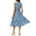 thumbnail image 3 of Vestido de verano bohemio para mujer Inspire Chic, con escote en V, estampado floral, midi en capas, casual, azul S, 3 of 6
