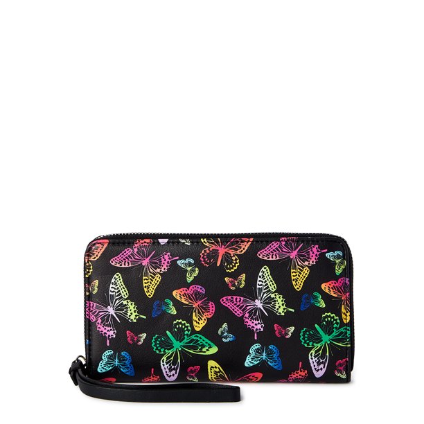 No Boundaries Women's Zip Around Wristlet Wallet