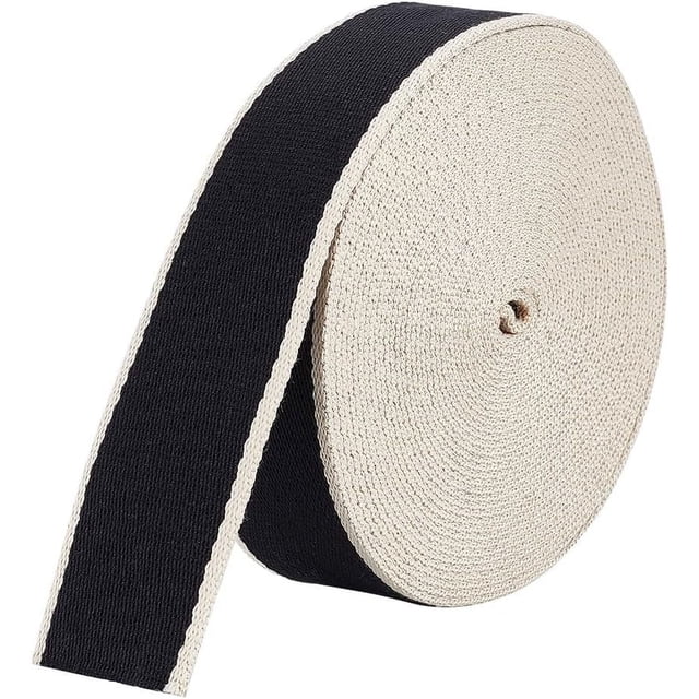 Cinta de algodón de 10 yardas, cinta de costura resistente de 1-1/2 pulgadas, cintas de algodón para confección, manualidades y accesorios de ropa, bicolor blanco y negro.