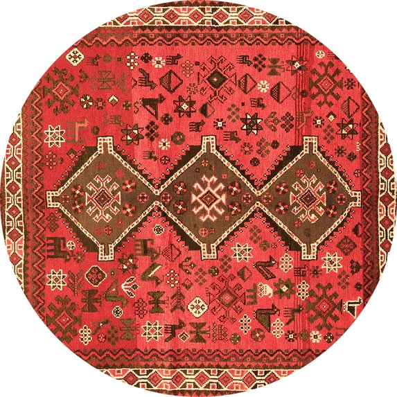 Ahgly Company Indoor Round Persian Orange Traditional Area Rugs, 4' Round
