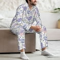 thumbnail image 7 of Salouo Lavender Flowers Print Button-Front Long Sleeve Pajama Set for Men, Soft 2Pjs Men's Long Sleeve Sleepwear-X-Large, 7 of 7