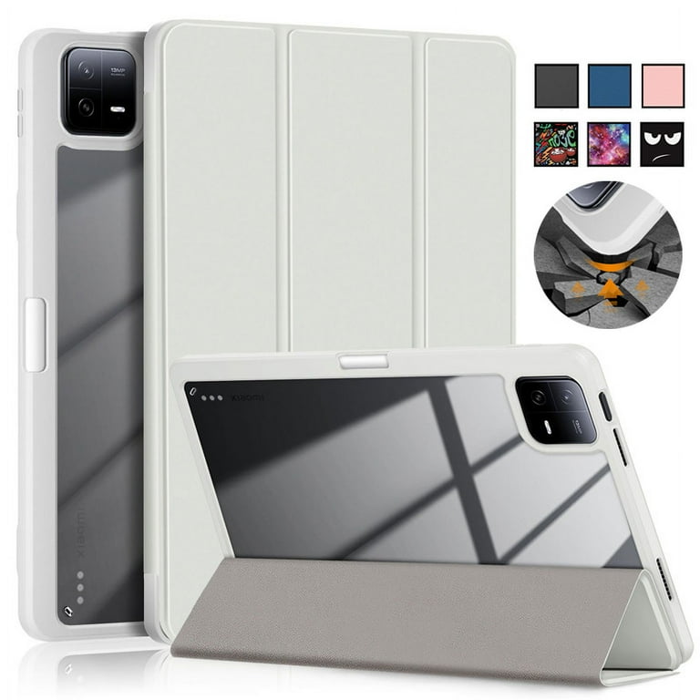 For Xiaomi Pad 6 Case With Pen Holder PU Leather Acrylic Back Fold 