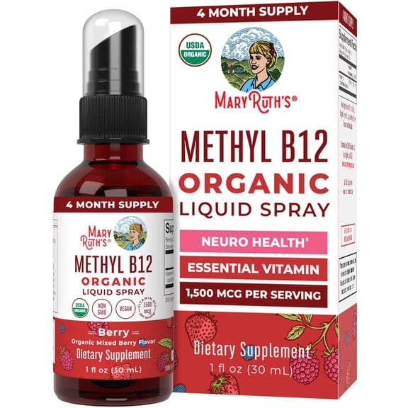 MaryRuth's USDA Organic Vitamin B12 Liquid Spray, Energy Support, Vegan, Non-GMO, 1 fl oz