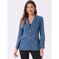 thumbnail image 4 of DARING DIVA Women's Notched Lapel Denim Blazer with Shoulder Pads L Light Blue, 4 of 6