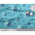 thumbnail image 2 of Soimoi Blue Rayon Crepe Fabric Leaves & Floral Hand Drawn Decor Fabric Printed Yard 46 Inch Wide, 2 of 2