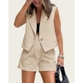 thumbnail image 5 of FreshPretty Womens Summer Two Piece Sets Button Sleeveless Crop Vest Blazer and High Waisted Shorts Suit Set Casual Outfits, 5 of 6