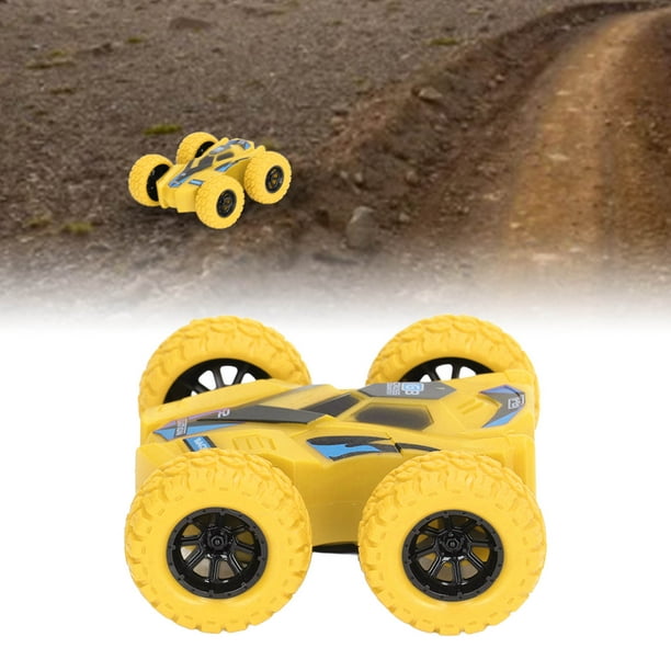 Doble Cara Pull Back Car Fricción Powered 4 Big Tires Rotación De 360 grados Mini Flips Inertia Stunt Car