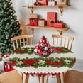 thumbnail image 2 of Round Fitted Tablecloths with Elastic Edge Merry Xmas Poinsettia Hazelnuts Waterproof Table Cover for Kitchen Dining Party Decor,36" - 44", 2 of 9