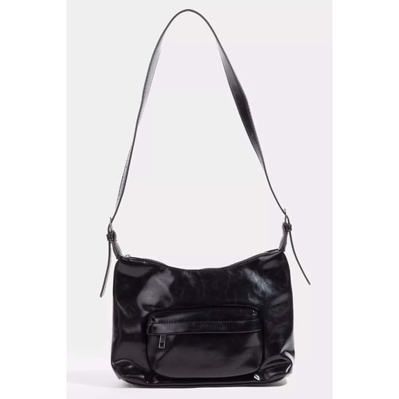 I am a Fashion Junky Fame Glossy Faux Leather Shoulder Bag - One Size