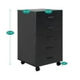 thumbnail image 5 of Naomi Home 5-Drawer Rolling File Cabinet with Lockable Casters, Black, 5 of 9