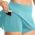 thumbnail image 4 of WTXUE Shorts, Tennis Skirt A-Line, Running Shorts Tennis Fold Sports Skrit Pants Skirt Solid Falda Short Mujer with Pockets Vestidos De Fiesta Largos De Noche Mini Women's Plus, Blue Size 4XL, 4 of 7