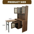 thumbnail image 5 of LUMAMIN Computer Desk, Extendable Study Desk with 90° Rotating Desktop, Glass Door Cabinets, Bookshelf & Hutch  for Home Office, Walnut, 5 of 12