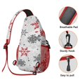 thumbnail image 3 of Sling Backpack,White Christmas Snowflake Pattern Sling Bag with Water Bottle Holder,Waterproof Sling Bag for Men/Women with Headphone Jack for Hiking,Travel, 3 of 6