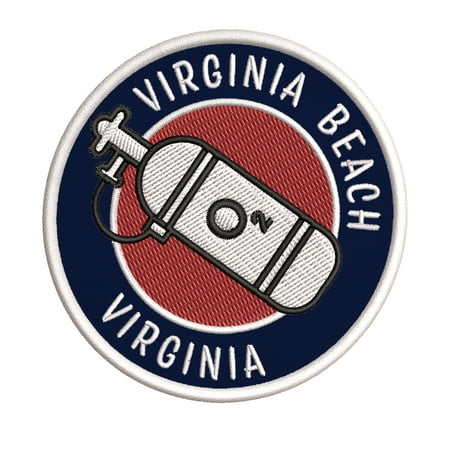 Virginia Beach, Virginia Scuba Flag O2 Tank 3.5 Inch Iron Or Sew On Embroidered Fabric Badge Patch Ocean Beach, Salt Life Iconic Series