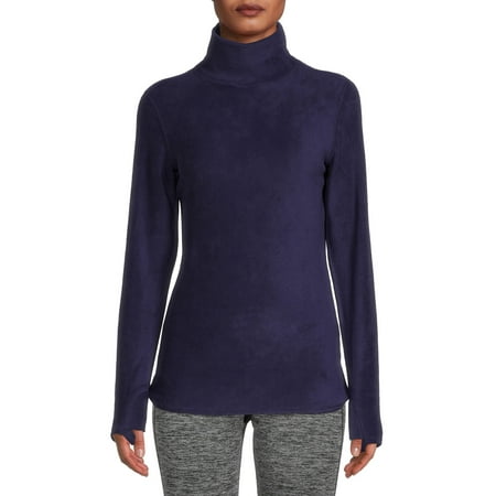 ClimateRight by Cuddl Duds Women's Stretch Fleece Base Layer Turtle Neck Thermal Top with Thumbhole